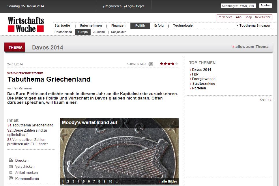 Wirtschaftswoche: Θέμα ταμπού η Ελλάδα