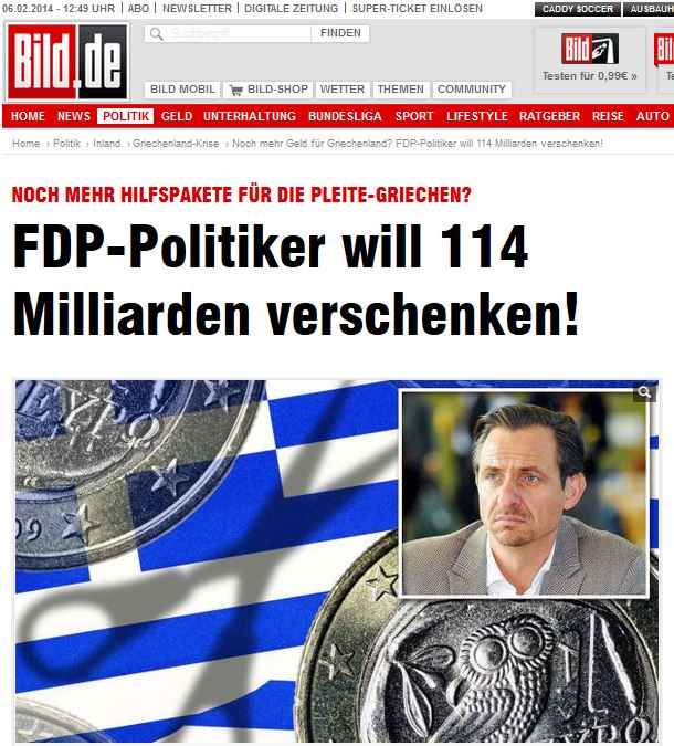 Bild: Ο Χατζημαρκάκης θέλει να χαρίσει άλλα 114 δισ. στην Ελλάδα