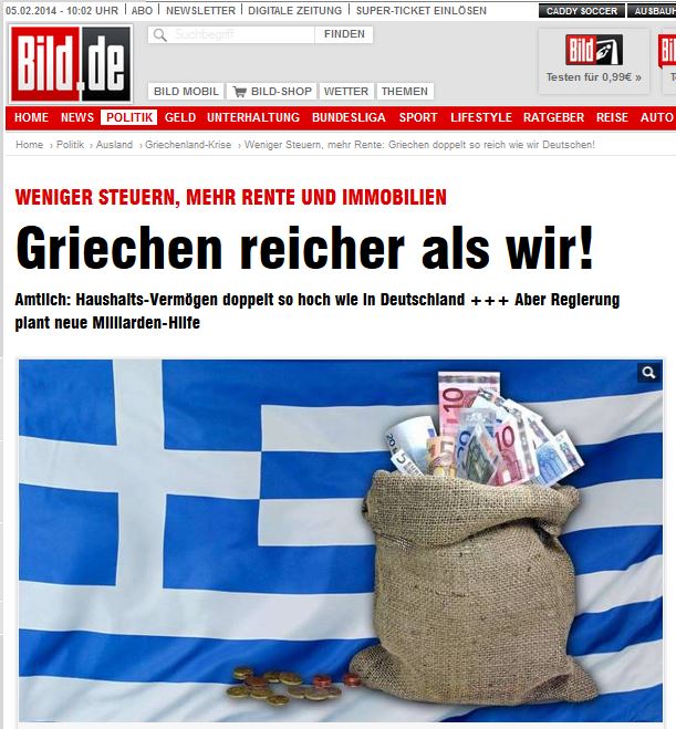 Bild:«Οι Έλληνες είναι πιο πλούσιοι από εμάς»