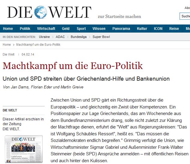 Welt: Κόντρες για την Ελλάδα στη γερμανική κυβέρνηση