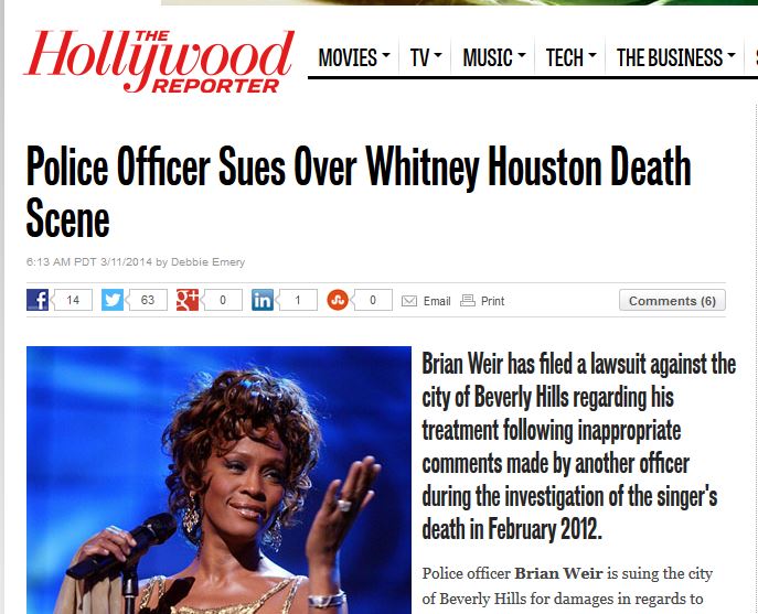 “Σκάνδαλο” στην αστυνομία του Beverly Hills για τη σορό της Whitney Houston