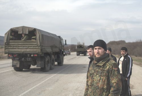 Ρωσική στρατιωτική αυτοκινητοπομπή στην Συμφερόπολη