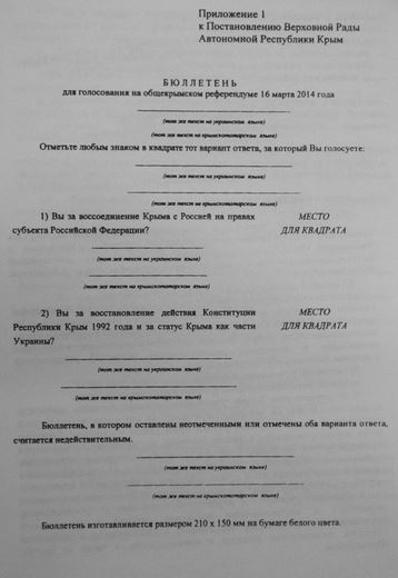 ΦΩΤΟ-Αυτό είναι το ψηφοδέλτιο για την Κριμαία