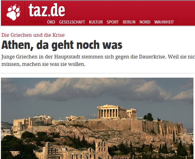 Tageszeitung: Οι νεαροί Έλληνες αντιστέκονται στην κρίση