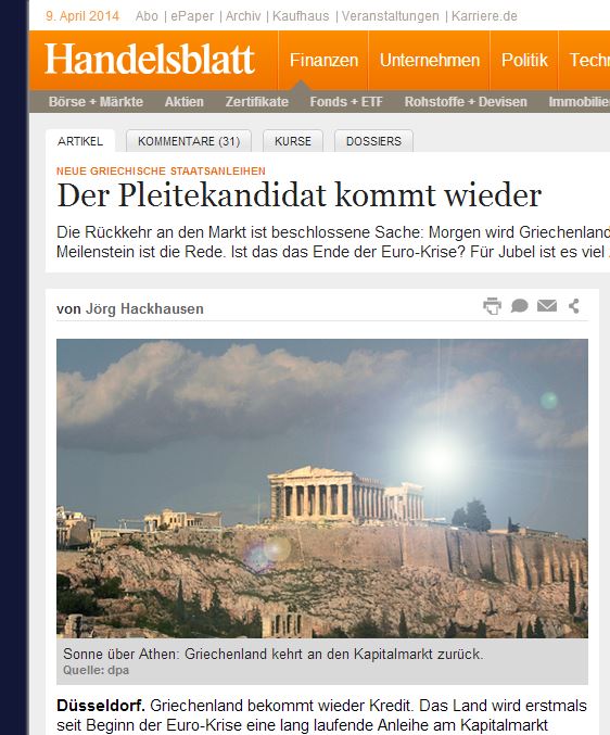 Τα γερμανικά ΜΜΕ για την επιστροφή της Ελλάδας στις αγορές