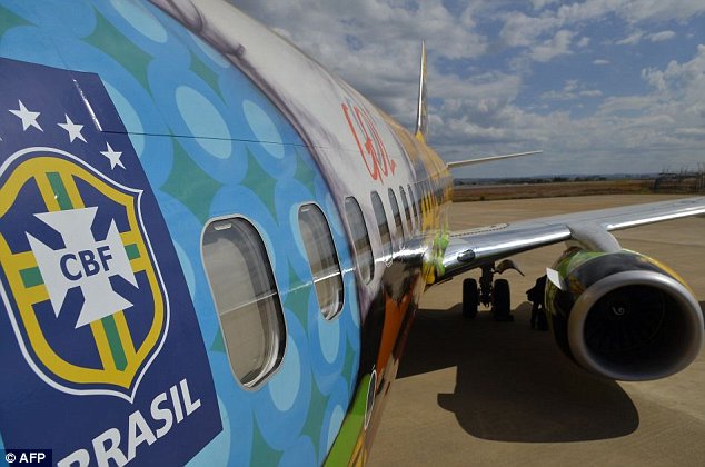 Perfect branding: Brazilian airline Gol has provided the Boeing 737-800 for the national team's travel