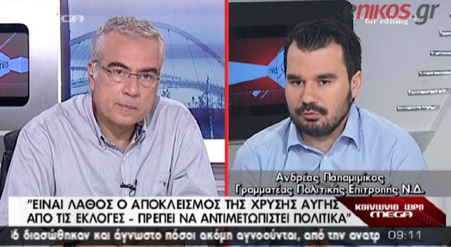 ΒΙΝΤΕΟ-Παπαμιμίκος: Λάθος ο αποκλεισμός της Χρυσής Αυγής από τις εκλογές