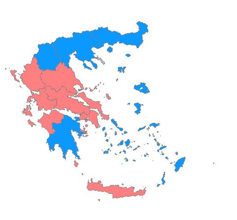 Ο χάρτης με τις περιφέρειες-Το “χρώμα” της Ελλάδας μετά τις εκλογές