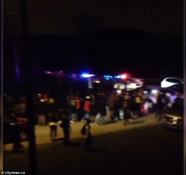 Some 60 police cars showed up at the scene to break up the party, with officers called in from every division in Ontario