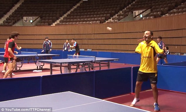 'I enjoy every point I win': Mr Hamato had both his arms amputated after an accident at the age of ten, but was determined to keep playing his beloved sport