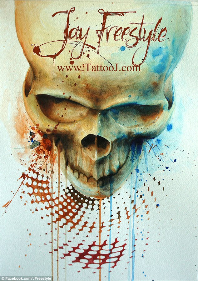 Jay's logo is as morbid as his slogan. His improvised designs and way with lines and colour are astounding