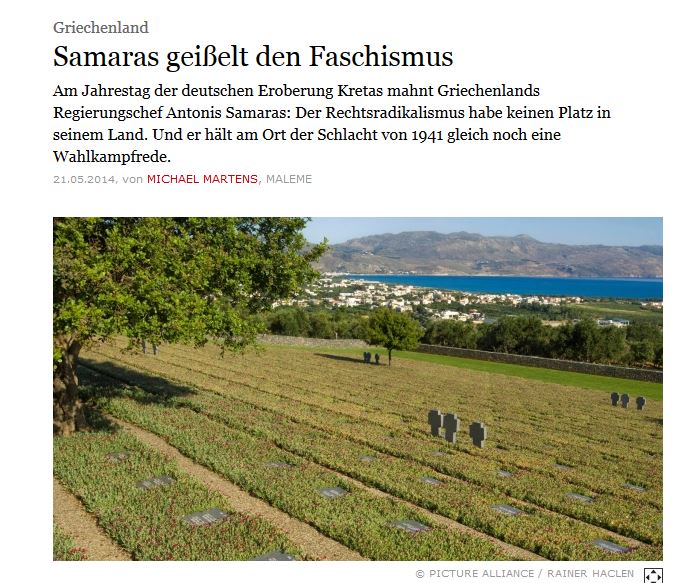 FAZ:Ο Σαμαράς “μαστιγώνει” τον φασισμό