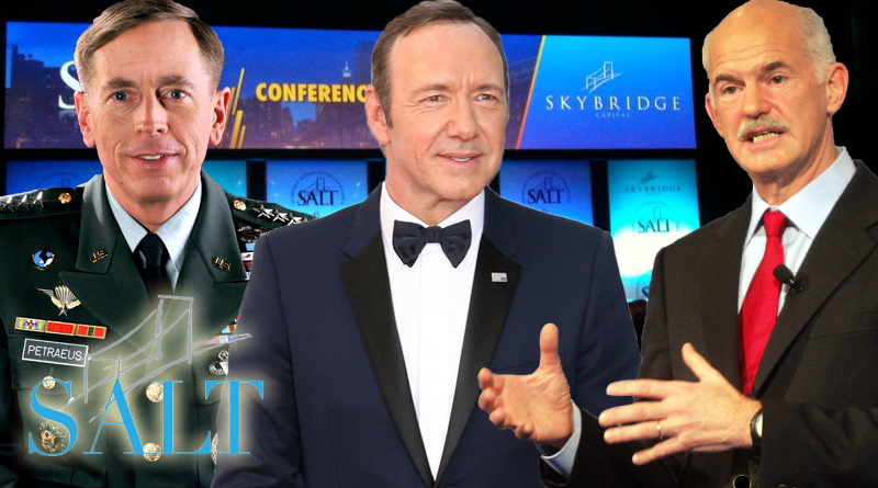 ΦΩΤΟ-Ο Παπανδρέου ομιλητής σε καζίνο του Λας Βέγκας με τον Ρουμπινί, τον Κέβιν Σπέισι και τον στρατηγό Πετρέους