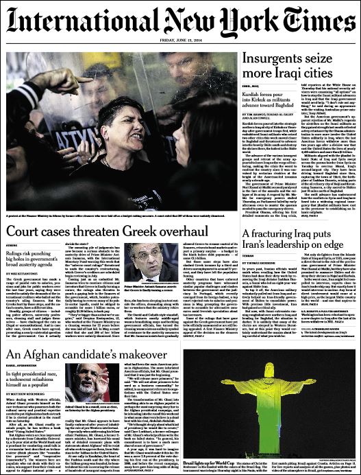 ΦΩΤΟ-Πρωτοσέλιδο στους New York Times τα επεισόδια στο ΥΠΟΙΚ