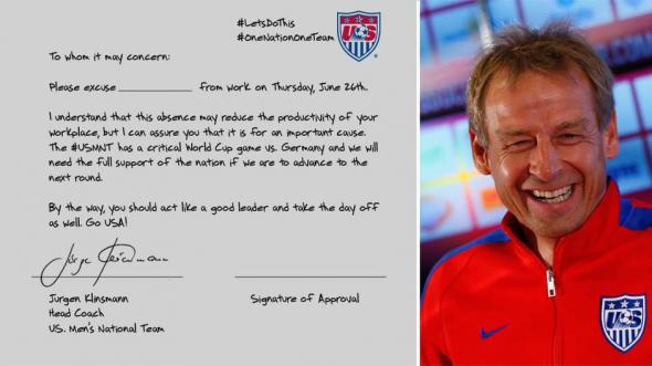 Klinsmann προς εργοδότες: Δικαιολογείστε τους εργαζόμενούς σας για την απουσία τους