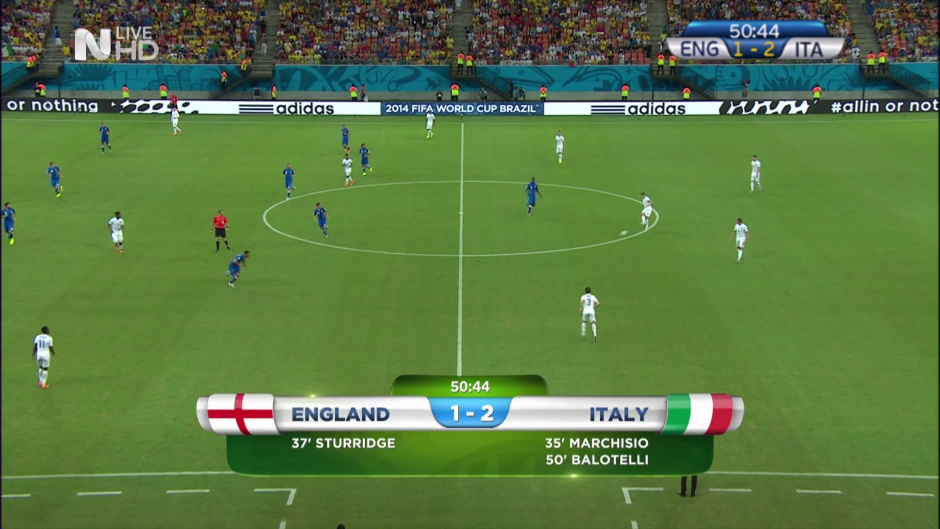 Live: Αγγλία-Ιταλία 1-2 (50’)