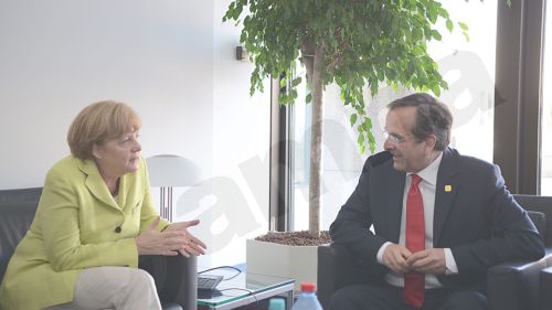 ΦΩΤΟ-Σε καλό κλίμα η συνάντηση Σαμαρά-Μέρκελ
