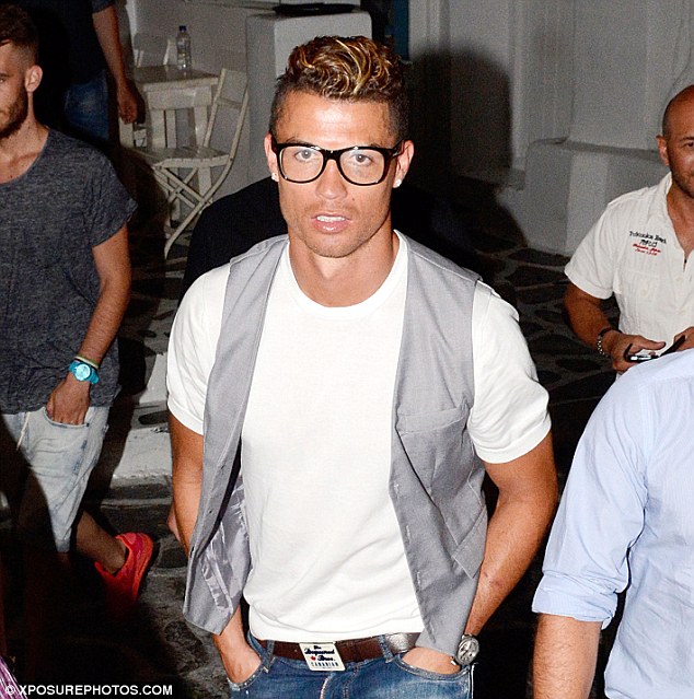 Time off: Ronaldo spent the evening on the island of Mykonos in Greece