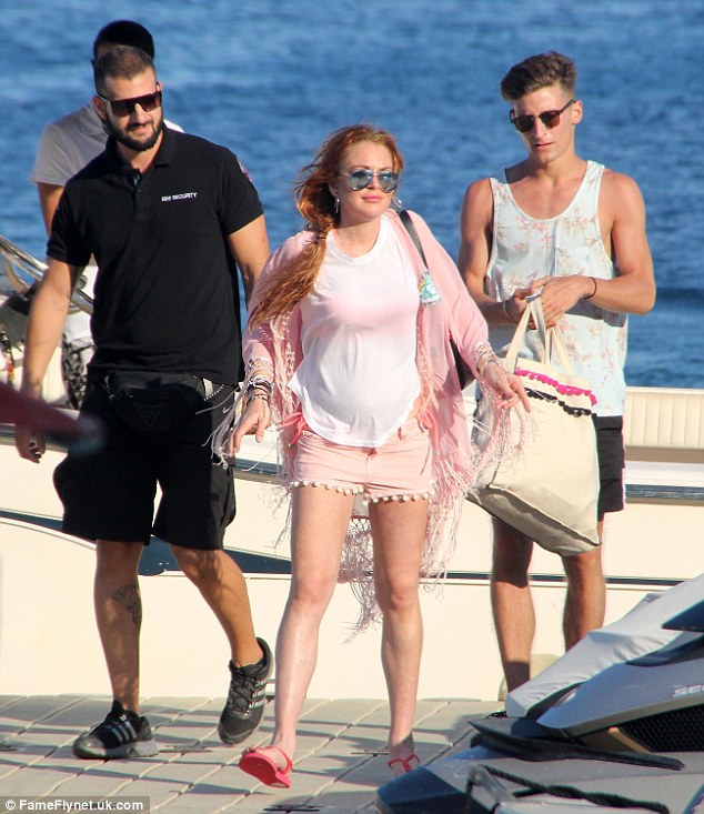 Jet set summer: The 27-year-old actress was seen making her way to the dock at Mykonos in Greece as she prepared to soak up the glorious sun rays on board a yacht