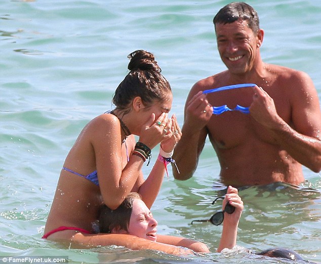 Getting an eyeful! The teenager regretted not wearing her goggles for the fun