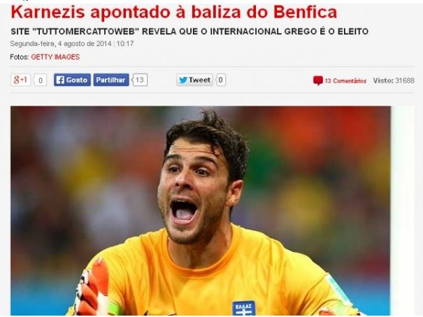 Η Μπενφίκα θέλει Καρνέζη