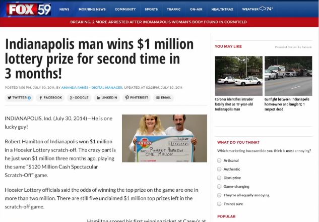 ΒΙΝΤΕΟ-Κέρδισε δύο φορές $1 εκατ. σε λόττο