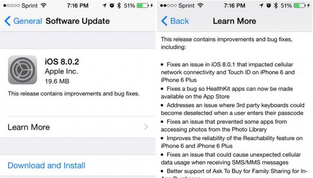 Διαθέσιμο το iOS 8.0.2 της Apple