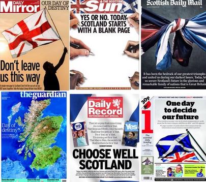 ΦΩΤΟ-Το δημοψήφισμα της Σκωτίας κυριαρχεί στον βρετανικό Τύπο