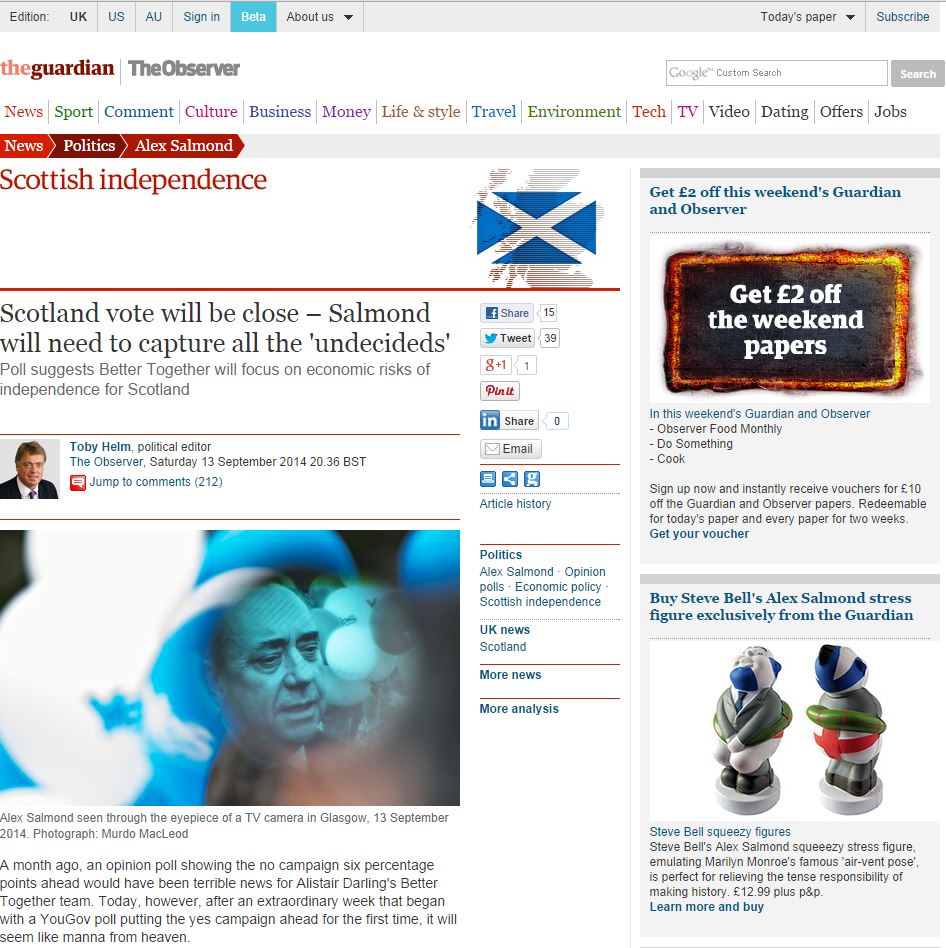 Νέα δημοσκόπηση για το σκωτσέζικο “ΟΧΙ”