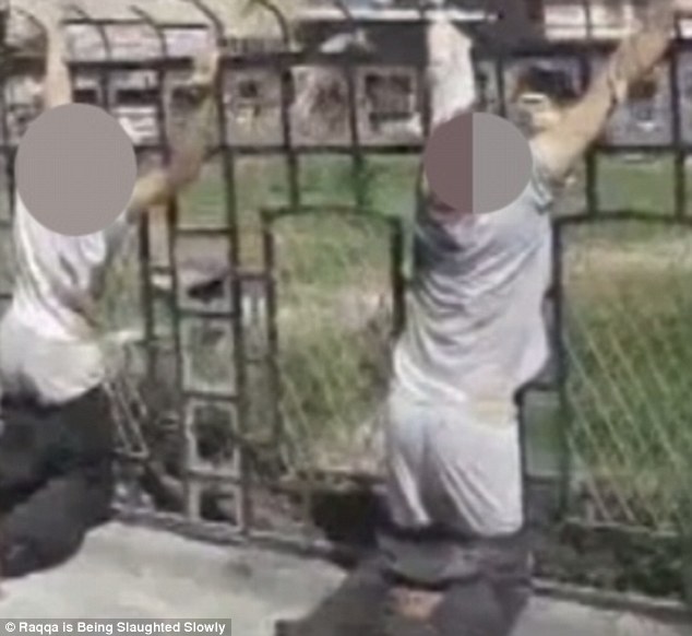 Soldiers decapitated bodies were tied to fences with their trousers around their knees in the horrifying images