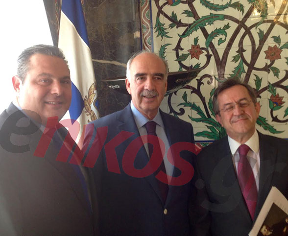 ΦΩΤΟ-Η συνάντηση Μεϊμαράκη-Καμμένου-Νικολόπουλου