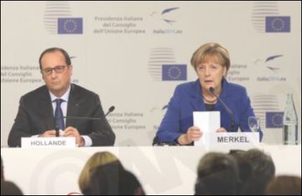 ΦΩΤΟ-Το “πηγαδάκι” της Μέρκελ με τον Ολάντ