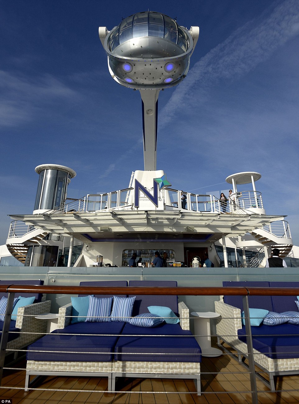 The passenger pod, similar to the capsules on the London Eye, offers 360-degree panoramic views of the ocean 