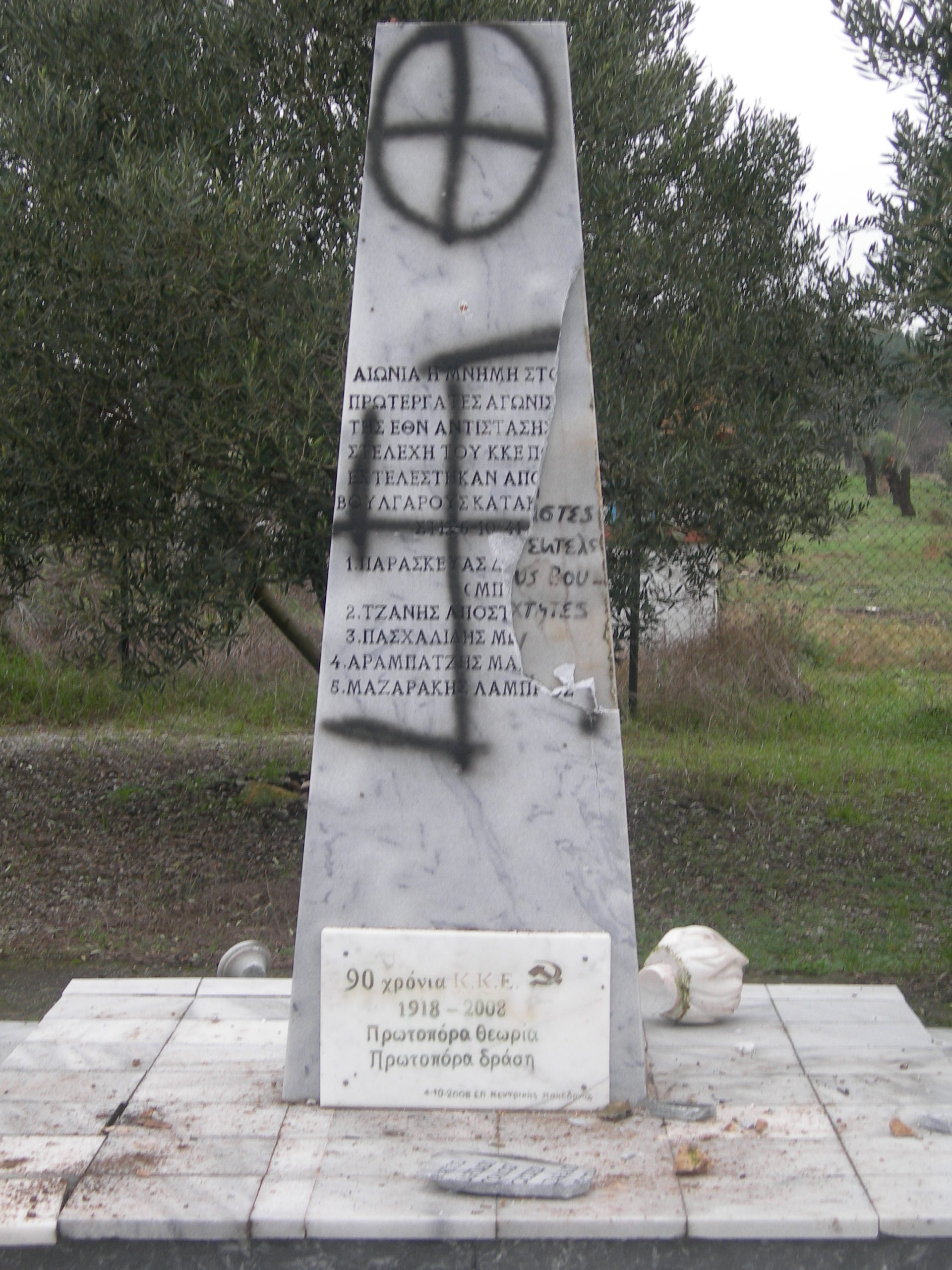 ΦΩΤΟ-Το ΚΚΕ καταγγέλλει τον βανδαλισμό μνημείου της αντίστασης