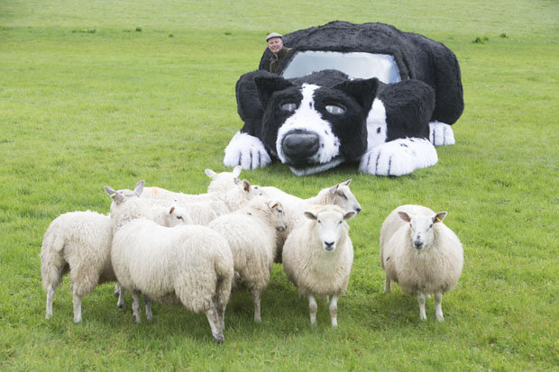 ΦΩΤΟ-Έντυσε το αυτοκίνητό του…τσοπανόσκυλο