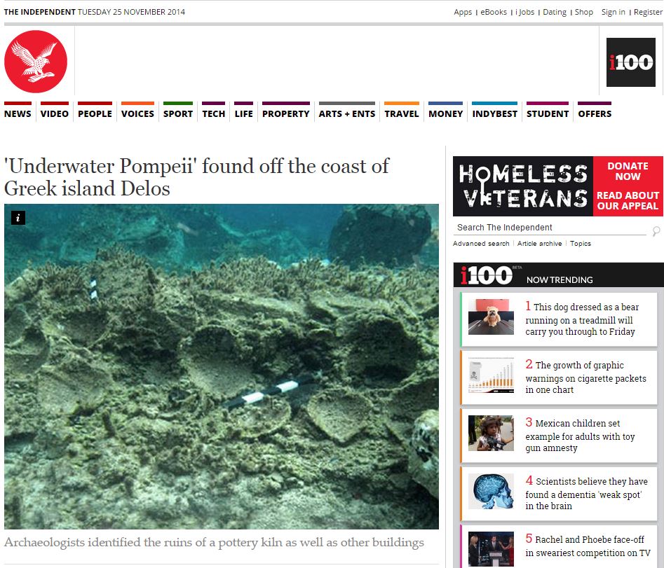 Η Independent για τον αρχαίο οικισμό στο βυθό της Δήλου