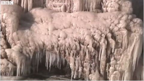 Καταρράκτης μετατρέπεται… σε παγόβουνο – ΒΙΝΤΕΟ