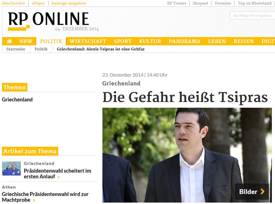 Rheinische Post: Ο κίνδυνος ονομάζεται Τσίπρας