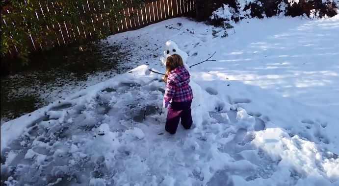 Κοριτσάκι έφαγε… τον χιονάνθρωπο –ΒΙΝΤΕΟ
