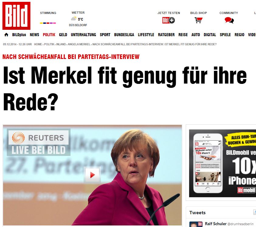 Bild: Είναι καλά η Μέρκελ στην υγεία της;