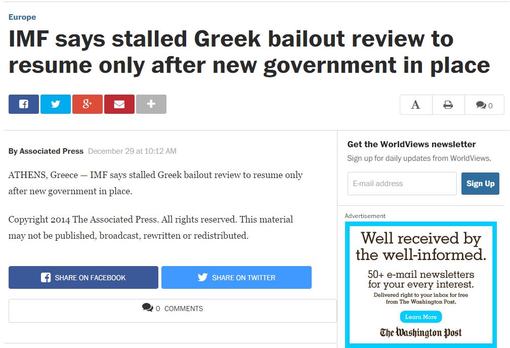 H Washington Post για τις πολιτικές εξελίξεις