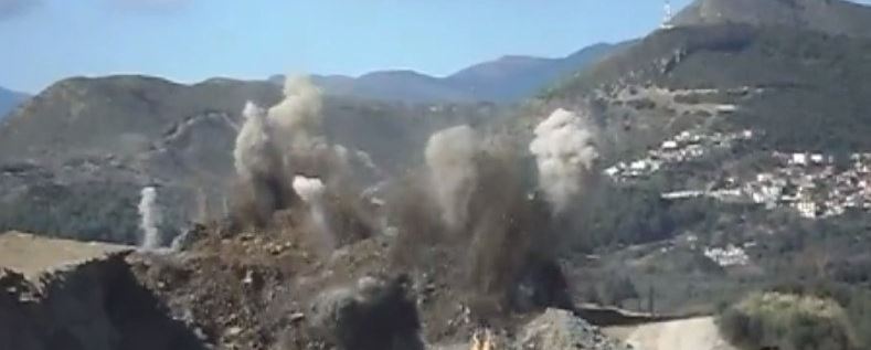 ΒΙΝΤΕΟ-Ελεγχόμενη έκρηξη στο εργοτάξιο της Ιονίας οδού