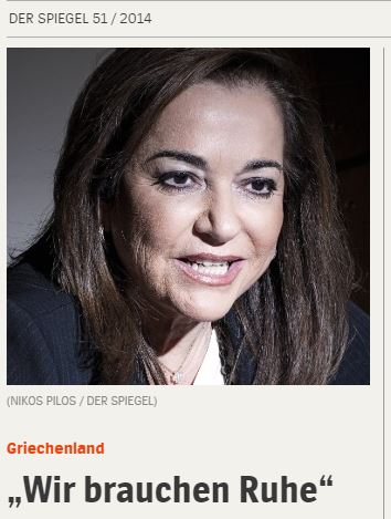 Μπακογιάννη στο Spiegel: Χρειαζόμαστε ηρεμία