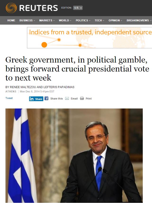 Reuters: Ο Σαμαράς έχει βρει τους 180 βουλευτές