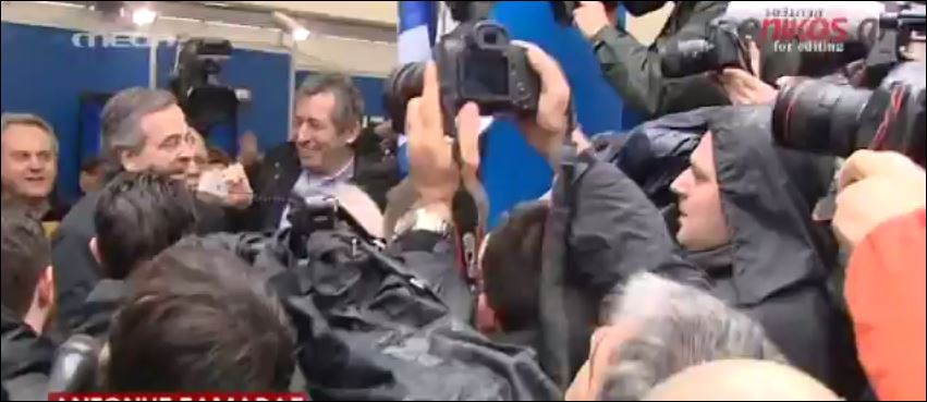 Ο Σαμαράς στο εκλογικό κέντρο της ΝΔ – ΒΙΝΤΕΟ