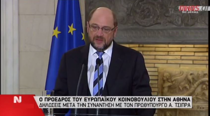 Σουλτς: Μιλήσαμε ειλικρινά με τον κ. Τσίπρα – ΒΙΝΤΕΟ