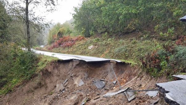 Καθίζηση οδοστρώματος στη Λακωνία