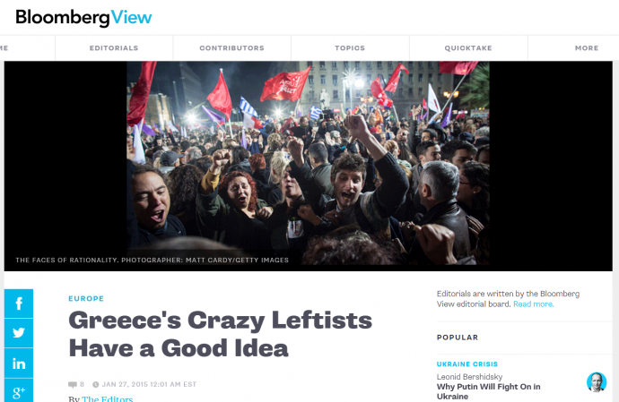 Bloomberg: Οι «τρελοαριστεροί» του ΣΥΡΙΖΑ έχουν μια καλή ιδέα
