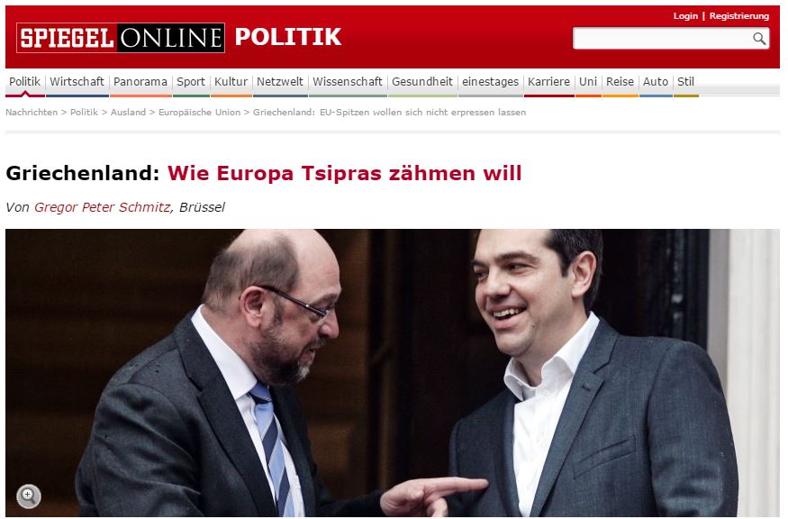 Spiegel:Ο “καλός Γερμανός” Σουλτς και ο Τσίπρας που θέλει να τιθασεύσει την Ευρώπη