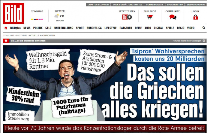 Bild: 20 δισ. ευρώ κοστίζουν στους Γερμανούς οι υποσχέσεις του Τσίπρα
